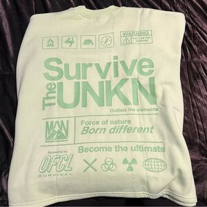 BoohooMAN Graphic Print Sweatshirt in Light Green